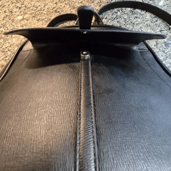 Miztique Black Vegan Backpack Purse/Gold Zipper/snap front pocket/pockets inside - Picture 3 of 9